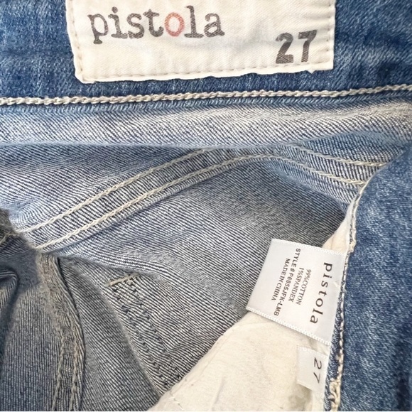 Pistola Medium Blue Distressed Ankle Zip Mid Rise Distressed Skinny Jeans Sz 27 - Picture 5 of 6